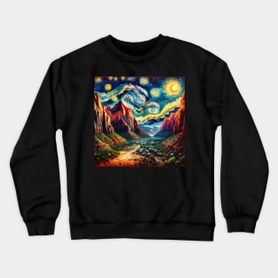 Zion National Park Starry Night - Beautiful Iconic Places Crewneck Sweatshirt